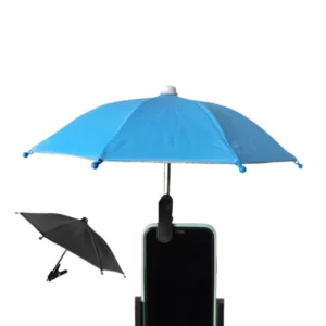 Newest Three fold Steel Phone Holder Umbrella Clip Outdoor Phone Mounting Rain Proof Sun Shade Anti Glare Mini Umbrella