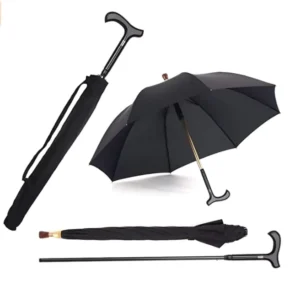 Non-Slip Walking Stick Umbrella Windproof Long Handle Cane Climbing Umbrella