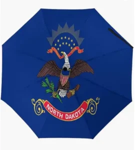 North Dakota US State Flag Waterproof Outdoor Umbrella with Auto Open Close and UV Coating