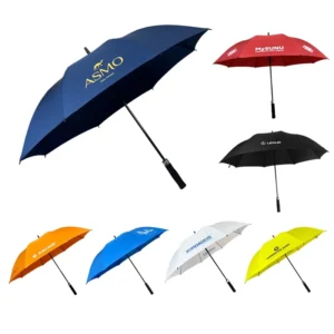 Novelty Large 30Inch 8ribs Auto Open Strong Windproof Navy Blue Custom Golf Umbrella with Logo Printing