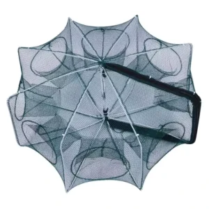Nylon Portable Crab Bait Trap Shrimp Fishing Net Folding Single-Knot Cast Net with 6, 8, 10, 12, 16, and 20 Holes