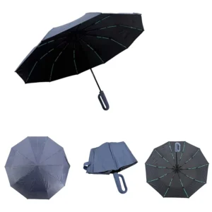 O Shape Carabiner Handle Umbrella 10K Windproof Automatic Folding Umbrella with Non Slip Grip for Hands Free Use