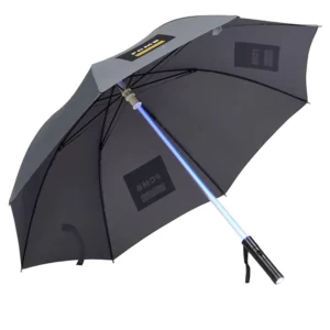 OEM 190T Pongee Manual Umbrella for Adults Black Straight LED Lightsaber Flashing Regenschirm Paraguas