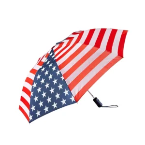 OEM 21inches 100% Polyester American Custom Logo Stick Head Portable Repel Windproof Folding Travel Rain Sun Flag Umbrella