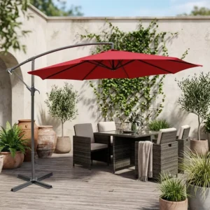 OEM 8 Steel Ribs Cantilever Hanging Banana Outdoor Umbrella Offset Parasol Rustproof for Villa Garden Poolside Use