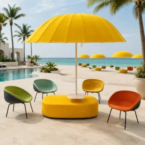OEM Custom Aluminum Outdoor Parasol Set Beach Hotel Garden UV Resistant