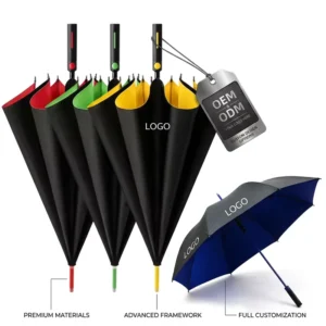 OEM Custom Double-Layer Thickened Semi-Automatic Long-Handle Golf Umbrella for Adults