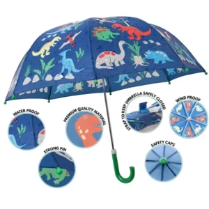 OEM Custom Kids Cartoon Umbrella 17″ 8K 190T Waterproof Pongee Children Straight Umbrella Factory Promotional