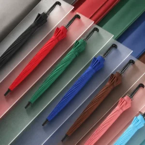 OEM Custom Logo 16-Rib Windproof Business Long Stick Umbrella, Automatic-Open, Frosted J Handle, Waterproof