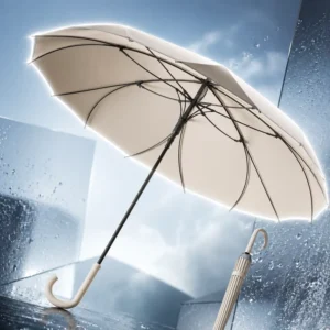 OEM Custom Logo Lotus Scalloped-Edge Automatic Open J-Handle 16-Rib Sun and Rain Stick Umbrella for Women