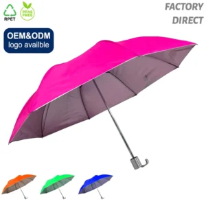OEM Custom Logo UV 2-Fold Manual-Open Promotional Rain Umbrella Factory