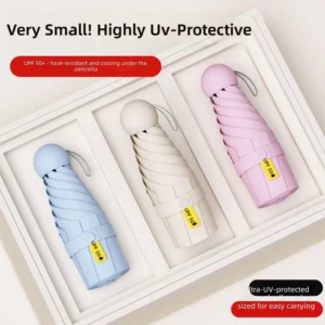 OEM ODM Custom Printed UPF50+ Anti UV Mini 5 Fold Umbrella for Promotion Giveaway & Outdoor Trip