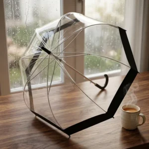 OEM ODM POD Adult Fully Automatic Transparent Straight Umbrella Hydraulic Pressure Classic Design 8 Ribs Anti-UV Sun