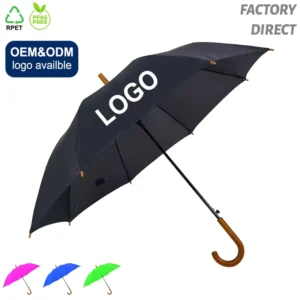 OVIDA Wooden Windproof Straight Umbrella Business Gift Custom Umbrella Printing logo Umbrellas for the Rain
