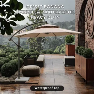 Offset Banana Umbrella Vented Double-Tier Canopy Heavy Duty Iron Side Pole Modern Design Waterproof Foldable Outdoor Furniture