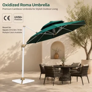 Offset Outdoor Garden Umbrella, One-Arm Round Patio Umbrella for Restaurant Seating and Villas