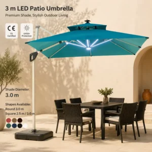 Offset Patio Umbrella with LED Lights for Resort Outdoor Bars