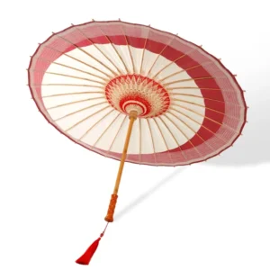 Oil Paper Umbrella with Wooden Handle and Bamboo Frame for Sunny or Rainy Weather