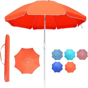 Orange Custom Promotion Print Outdoor Beach Umbrella