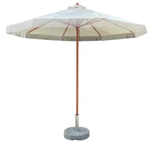 Outdoor 2.5m Patio Garden Umbrella with Center Pole, Woven Rope, Foldable Waterproof Sun Parasol