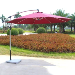 Outdoor 2.7m Banana Patio Umbrella With Base 3x3m 10FT Cantilever Round Outdoor Umbrella For Patio Garden Backyard