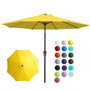 Outdoor 2.7m Garden Umbrella 9Ft Yellow Patio Umbrella With Crank