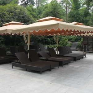 Outdoor 3-Tier Reinforced Side-Post Cantilever Umbrella, Aluminum Alloy 6063-T5, 280 g Polyester, 3 m x 3 m, Poolside or Cafe