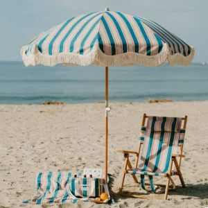 Outdoor 7FT 7.5FT 8FFT Fringe Wooden Cotton Beach Umbrella with Tassels