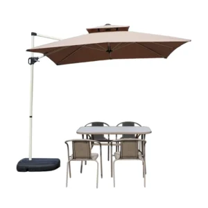 Outdoor 8-Rib All-Iron Double-Top Banana Umbrella with Thick Fabric for Beach Coffee Shop Garden