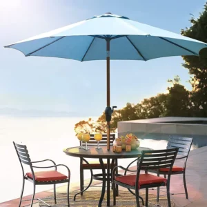 Outdoor 9FT Sun Garden Umbrella Aluminum Center Pole Patio Umbrella With Crank