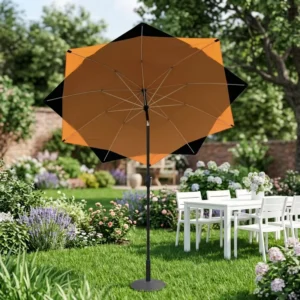 Outdoor Aluminium Pole Double-Layer Top Beach Lotus Leaf Umbrella