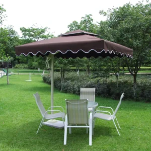 Outdoor Aluminum Alloy Cantilever Patio Umbrella, 2.1m x 2.1m, Poolside Beach Resort Umbrella, Reinforced 3-Tier Windproof