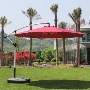 Outdoor Aluminum Cantilever 10ft Offset Hanging Patio Umbrella for Commercial Pool, Beach, and Sun Shade