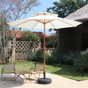 Outdoor Beach Camping Foldable Large Sun Umbrella with Hand-Crank Steel Shaft and Polyester Fiber Sunshade
