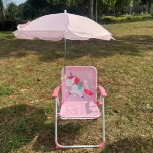 Outdoor Beach Chair with Umbrella Kids Travel Folding Seat / Portable Chair for Dining Table, Camping