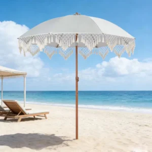 Outdoor Beach Umbrella Sunshade 200g Polyester Fabric Cotton Tassel Fringe