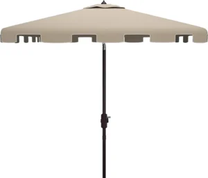 Outdoor Beige and White 7’6″ Square Market UV Protected Garden Umbrella 4 Ribs Patio Umbrellas