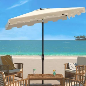 Outdoor Beige and White 7’6″ Square Market UV Protected Umbrella 4 Ribs