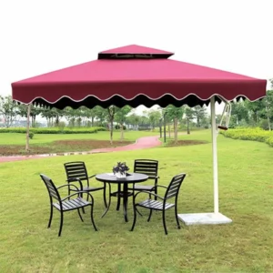 Outdoor Cantilever Patio Umbrella 2.5m x 2.5m with 280g Polyester Fabric, Reinforced 3-Tier Windproof Aluminum Alloy Frame