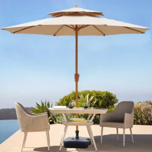 Outdoor Center Column Sunshade Umbrella with Waterproof Fabric, Iron Pole, and Tent for 3-4 People