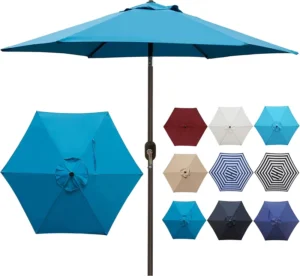 Outdoor Central Column Garden Patio Umbrella with Sunshade and Rainproof Fabric