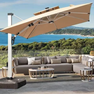 Outdoor Commercial Patio Umbrella Large Sunshade Manual Opening Waterproof Polyester Canopy for Street Vending Garden