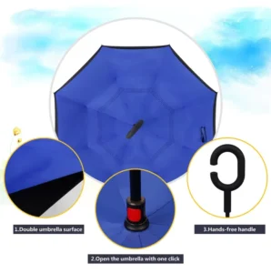 Outdoor Double-Layer Golf Mini Reverse Umbrella with Manual Control
