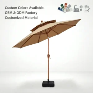 Outdoor Double Tiered Garden Patio Umbrella Octagonal Custom Parasol Crank Lift Pole UV Protection Waterproof Sun Shade