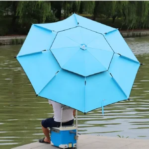 Outdoor Durable Fiberglass Frame 2.0M Double Layer Fishing Umbrella Sunshade Beach Umbrella