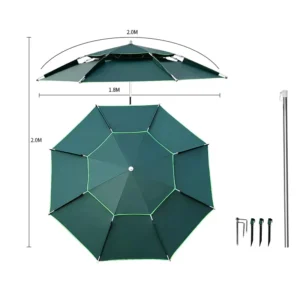 Outdoor Fishing Umbrella 2.0m 2.2m 2.4m Camping Double-Layer Beach Umbrella Sun Protection Waterproof Patio Umbrella