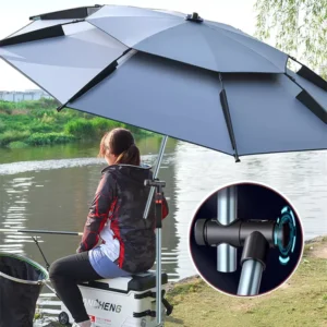 Outdoor Fishing and Camping Sun Umbrella with Mechanical Cane, Manual Rotation Adjustment