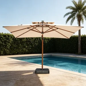 Outdoor Foldable Beach Umbrella 3.5m Waterproof Aluminum Custom Logo for Hotel Garden Gym & Outdoor Furniture Use