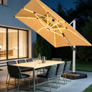 Outdoor Furniture Custom Logo Silk Screen Printed Modern Waterproof Aluminum Parasol Beach Umbrella 3m Backyard Dining Garden