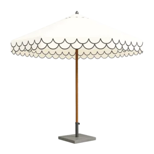 Outdoor Furniture Luxury Scallop-Design Outdoor Garden Beach Umbrella Custom Printed Sun Patio Umbrella Tassels Hotel
